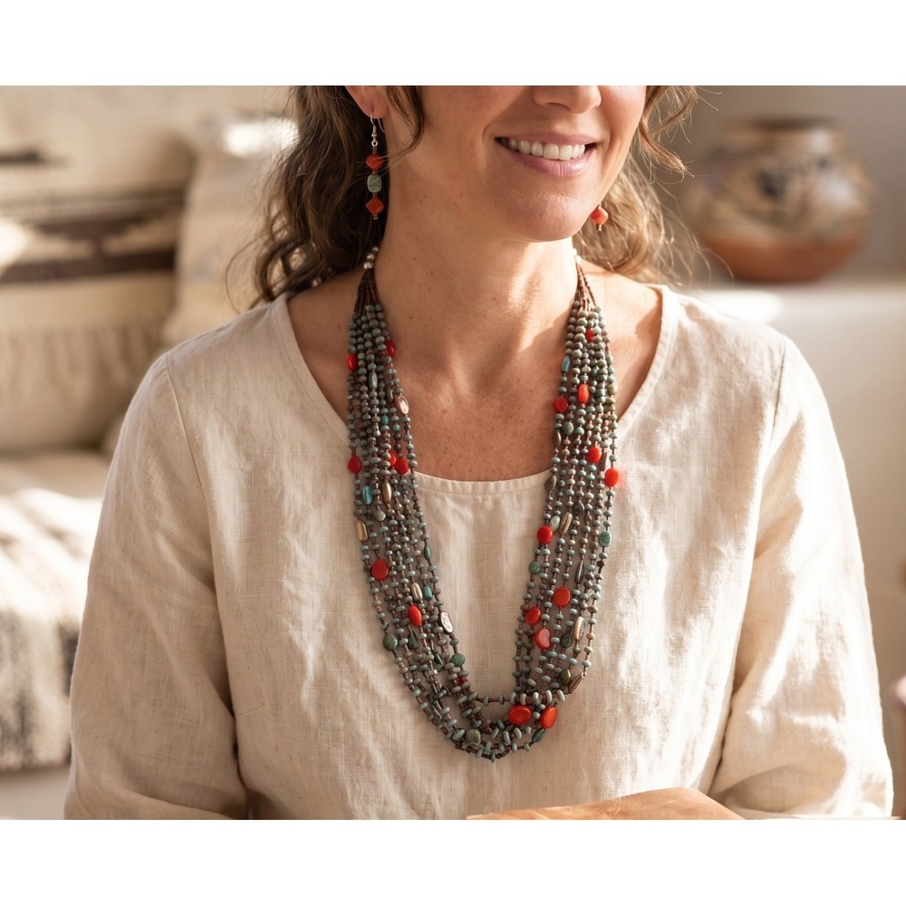 Necklace Earrings Set Santo Domingo Pueblo Genuine Native American Handmade ***